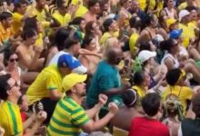 Torcida brasileira transforma remada viking em “créu” e viraliza antes de Brasil x Noruega